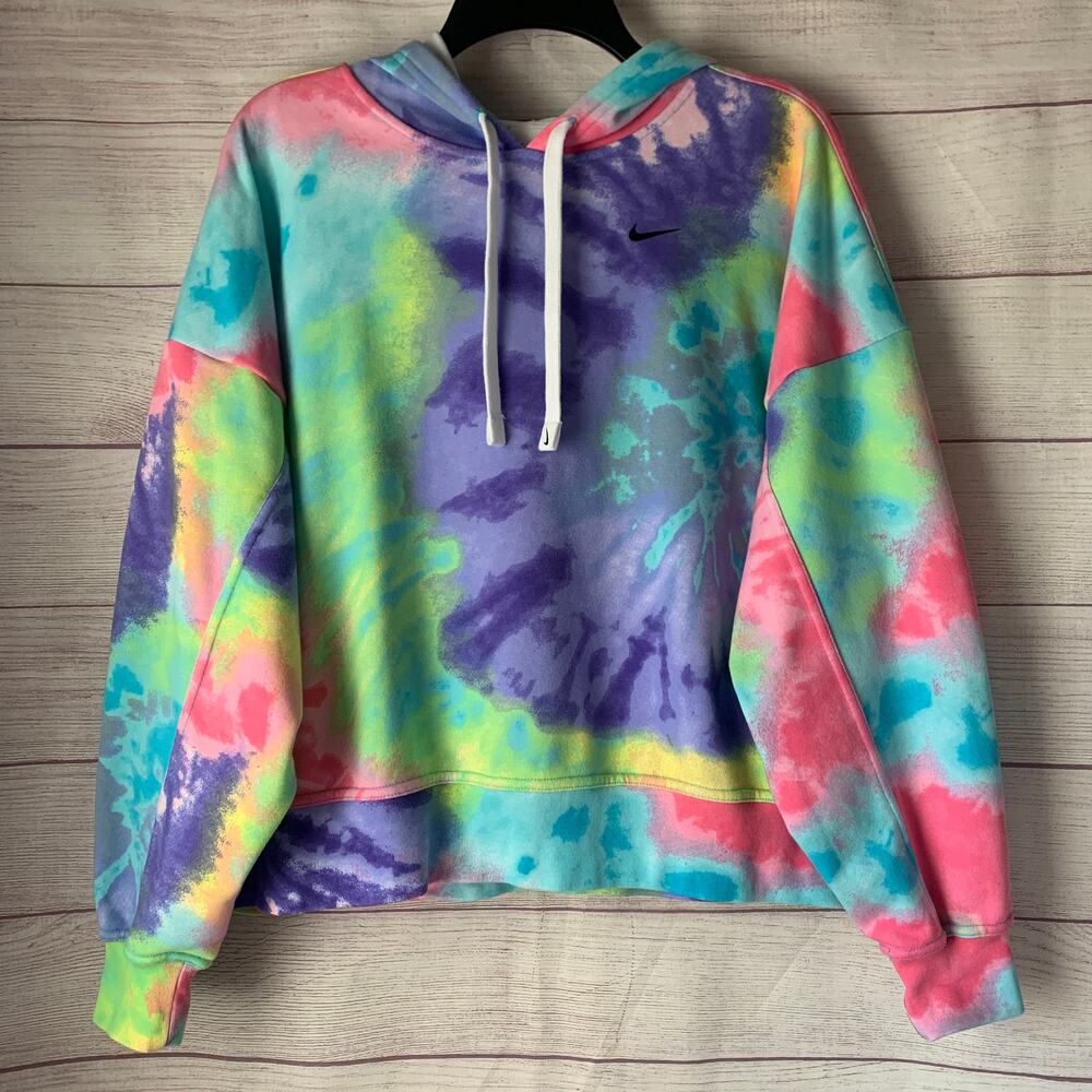 Nike Pastel Tie Dye Cropped Hoodie Sweatshirt Pullover Size XL